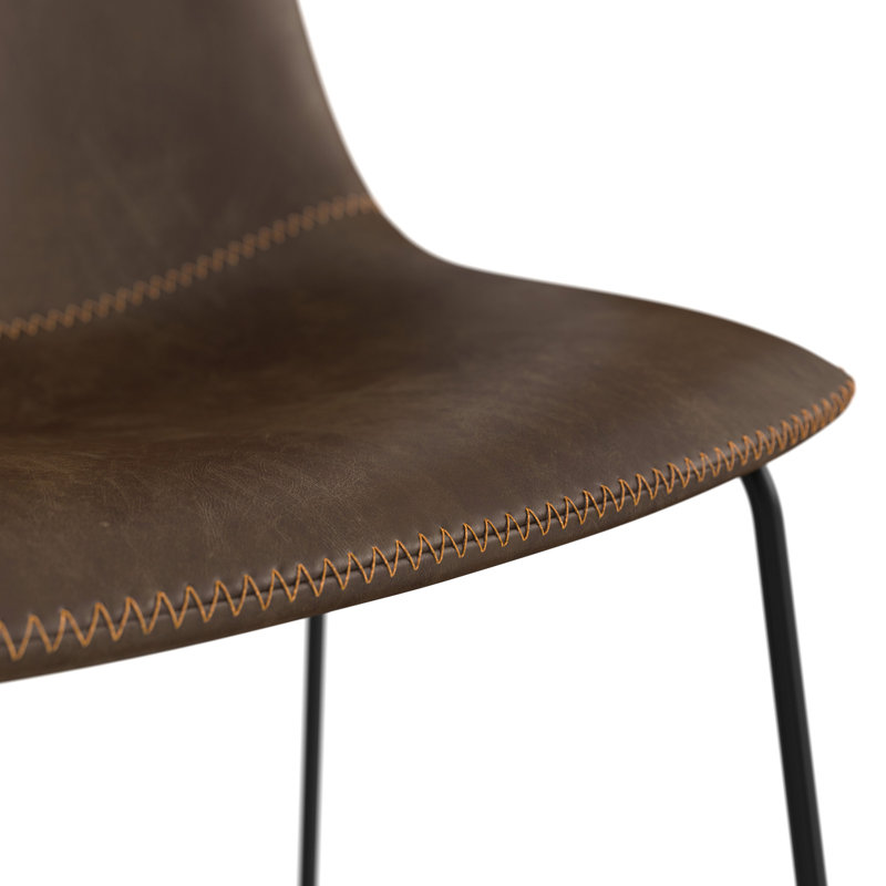 Tabouret de bar et de comptoir en cuir végétalien Nia, Brun patiné, Noir, Tabouret de bar (siège d'une hauteur de 29 po)