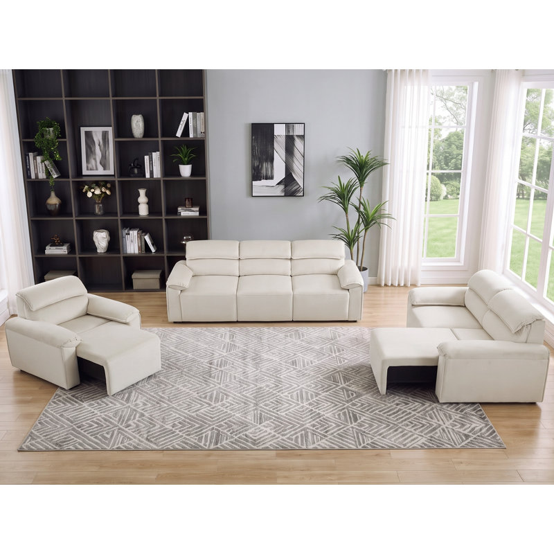 Ensemble canapé d'angle inclinable électrique, canapé 5 places en velours doux, 3 Pieces: Chair, Loveseat, Sofa