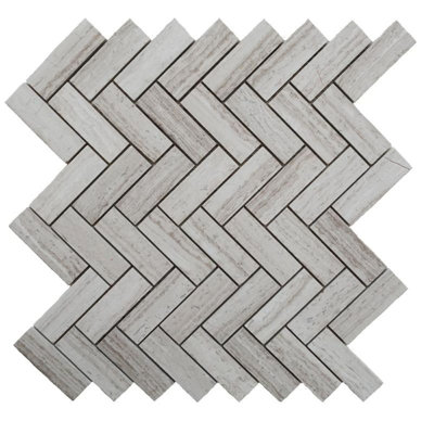 1" x 3" Marble Herringbone Mosaic Wall & Floor Tile