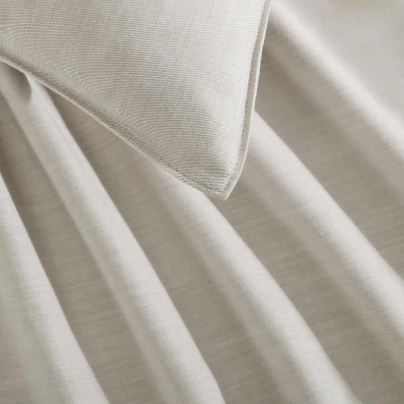 Queen Beige Tencel Reversible Duvet Cover Set with Shams