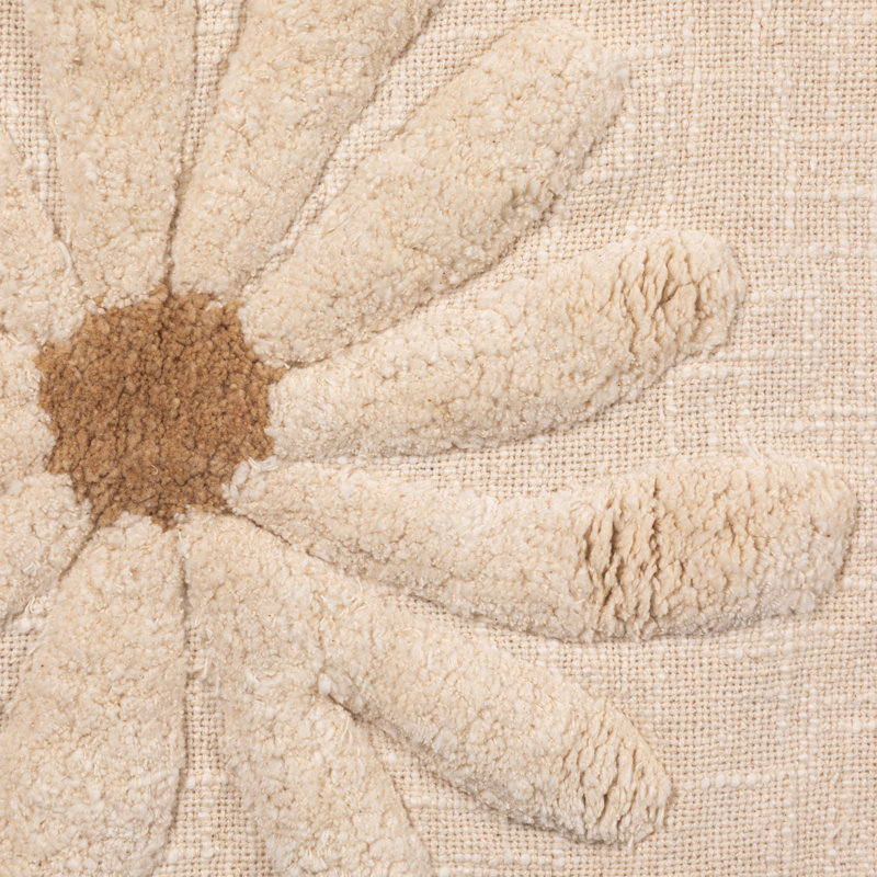 Jeté en coton flammé avec fleurs et franges touffetées
