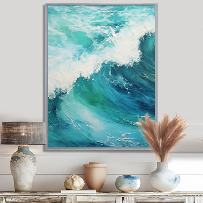Ocean Teal Wave Expression I Framed On Canvas Print