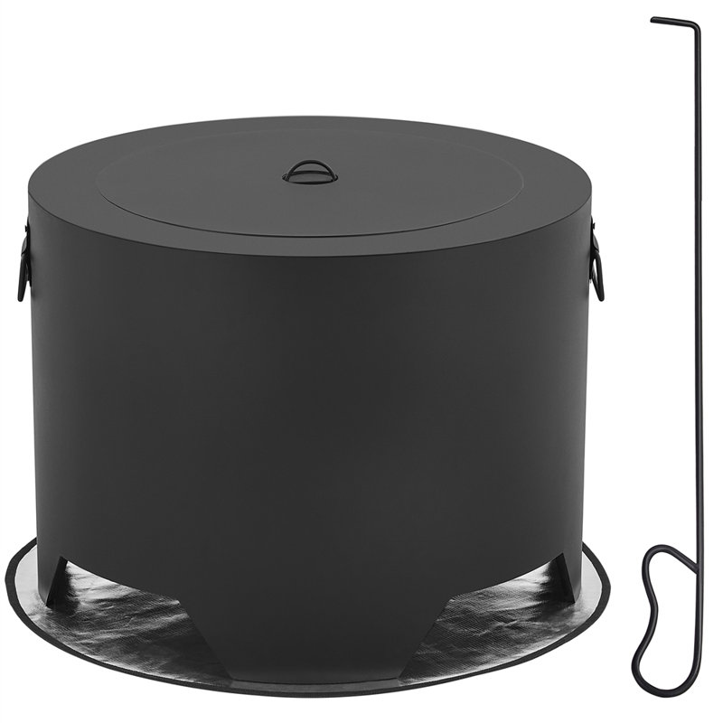 Tulsha Iron Outdoor Fire Pit with Lid, 18" H x 23.5" W x 23.5" D
