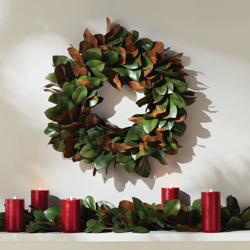 Magnolia Leaf Wreath, 24" H x 24" W x 4" D