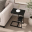 Table d'appoint en forme de C - avec panier de rangement - support pour ordinateur portable - aspect bois - noir-2007158158