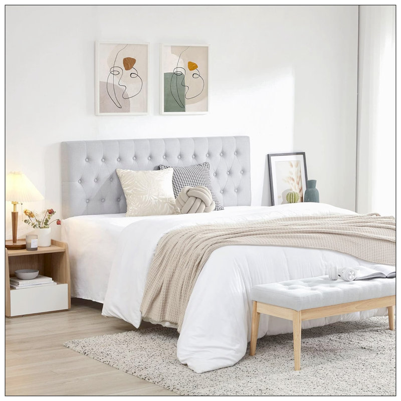 Tête de lit tapissier Darlean, Grand, gris