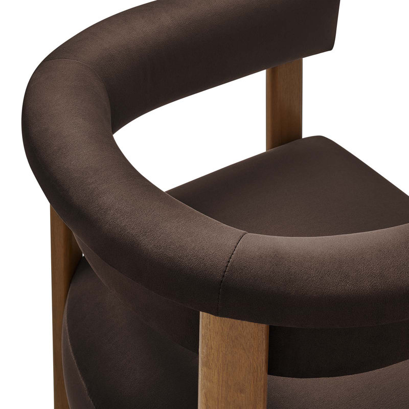 Modway Imogen Velvet Low Back Armchair, Chocolate Brown