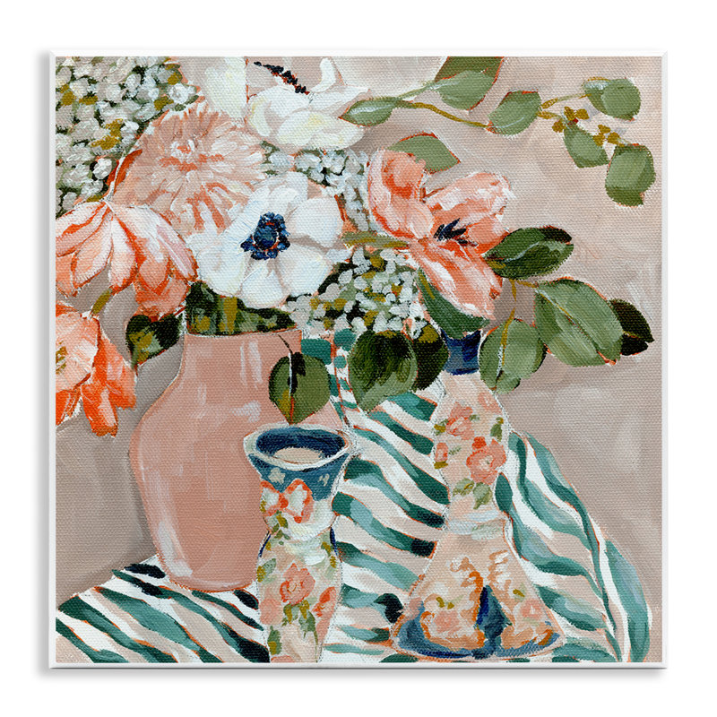 «Rosy Florals with Stripes», plaque murale, design par Annie Quigley