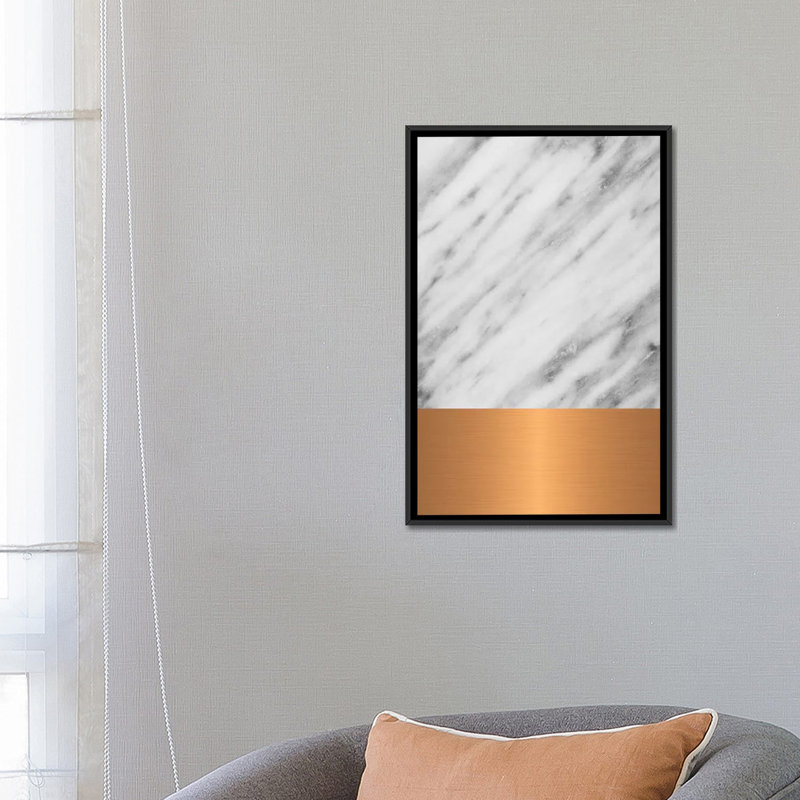 « carrare marbre avec cuivre », reproduction d’impression sur toile, H 26 po x l 18 po x P 1,5 po, Toile avec cadre noir