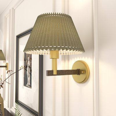 Light Steel & Linen Dimmable Arm Sconce