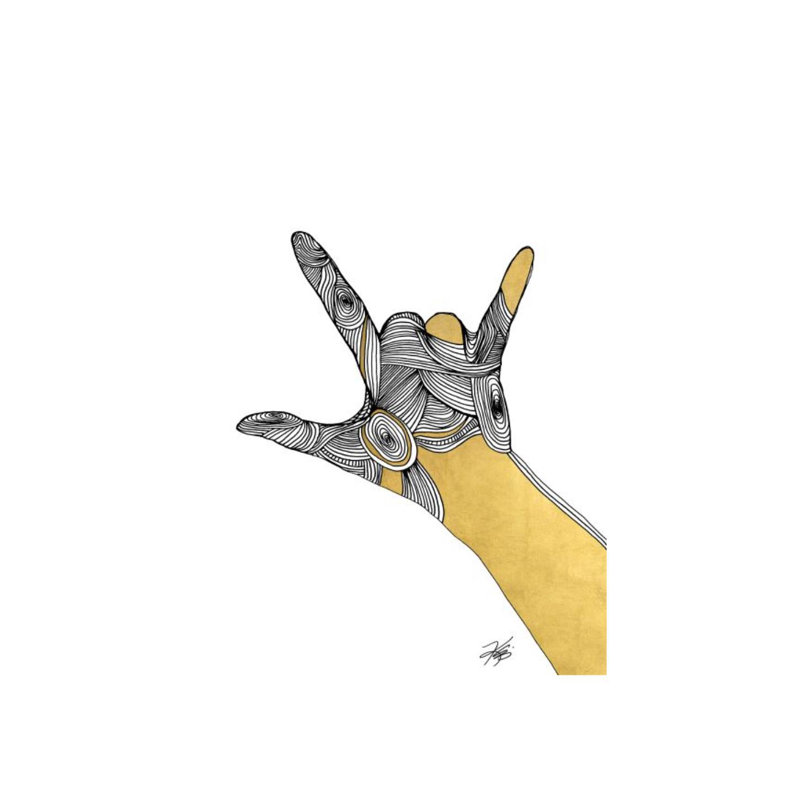 Sign Language III Print by Kelli Ellis, 72" H x 54" W x 1.5" D, Gilded Gold