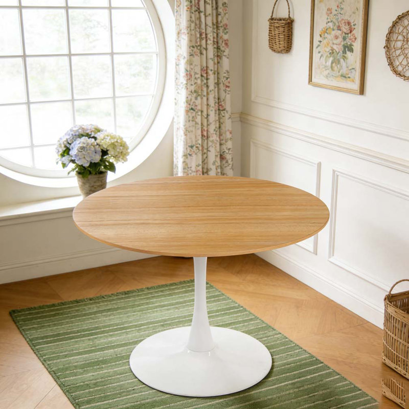 42.1" Dining Table, Oak/White, 28.74"H x 42.12"L x 42.12"W