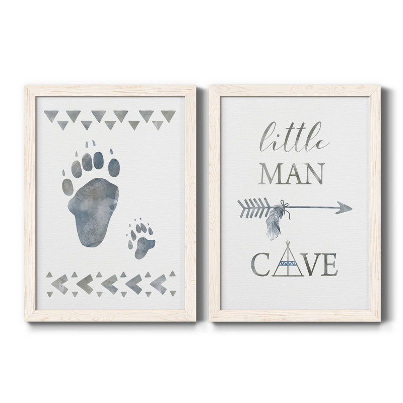 Little Man Cave Paws - 2 pièces, H 31,5 po x l 47 po x P 1,5 po, Pas de tapis, Toile blanche encadrée