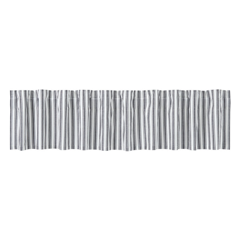  Cantonnière rayée en coton sur mesure en noir / blanc, L 16 po x L 90 po