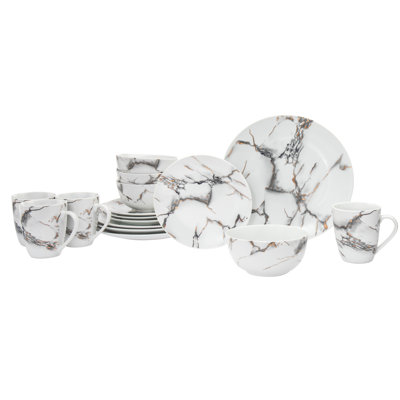 Rayo Marble 16 Piece Porcelain Dinnerware Set