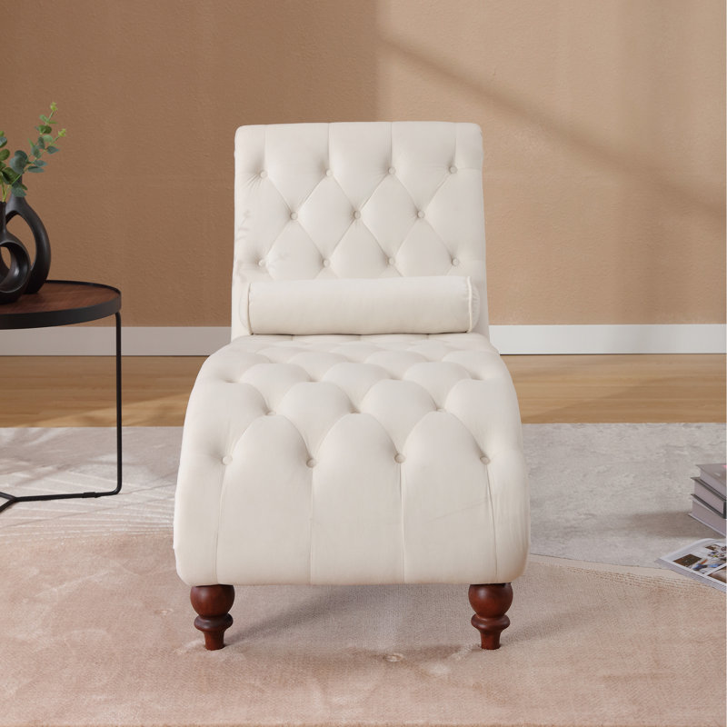 Chaise longue Naes, Velours beige