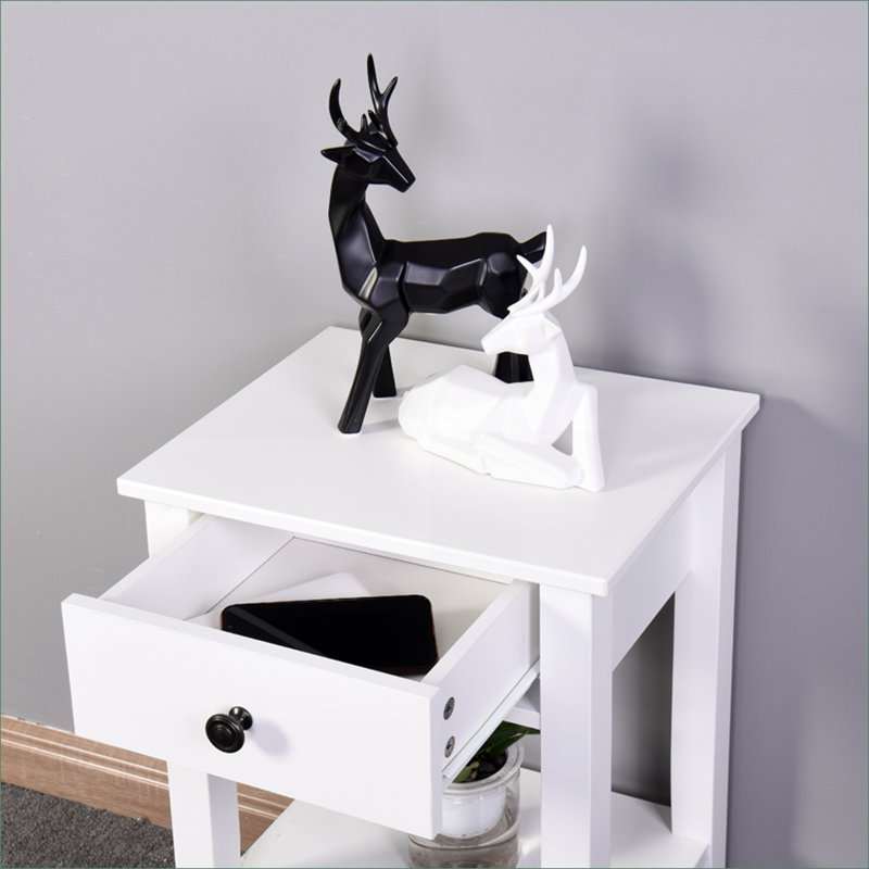 Table de bout blanche avec tiroir - ajoute une touche de luxe à la salle de bain élégante et fonctionnelle