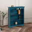 Bibliothèque en bois H 40 "x l 29,5" à 3 niveaux avec 2 supports arqués, rangement et bibliothèque pour le bureau personnel et le salon, bleu-101528708-101528706