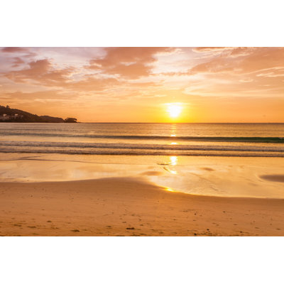 Tropical Beach at Sunset 1 Piece Wrapped Canvas Wall Art