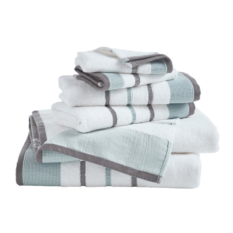 Deanthony Luxury Cotton Decorative, Eucalyptus/Gray, 6 Piece Towel Set