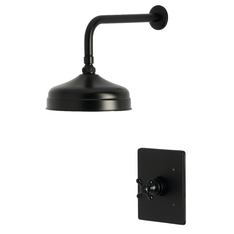 Robinet de douche à pression équilibrée à poignée simple Kingston Brass Metropolitan, Noir mat