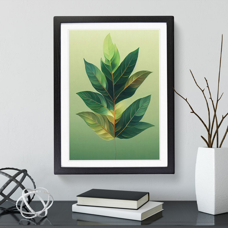 A Traditional Leaf - Single Picture Frame Print, Black, 34cm H x 25cm W x 2cm D