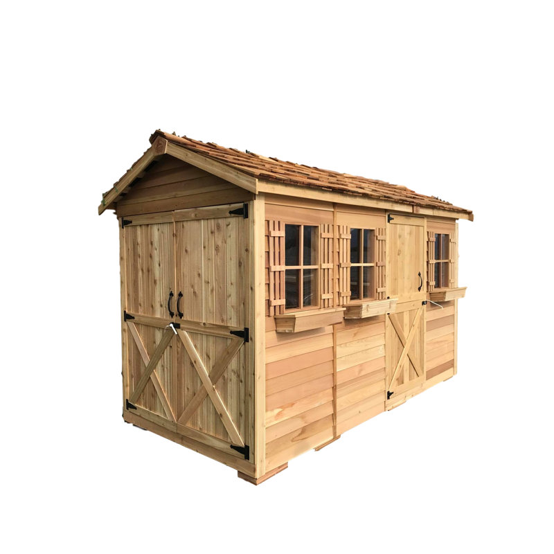 Western Red Cedar Ranch Style Storage Shed with Dutch Doors and Windows