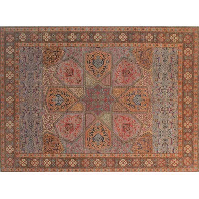Transitional One-of-a-Kind Rectangle 9'3" x 12'3" Rectangle Wool Area Rug in Blue and Orange