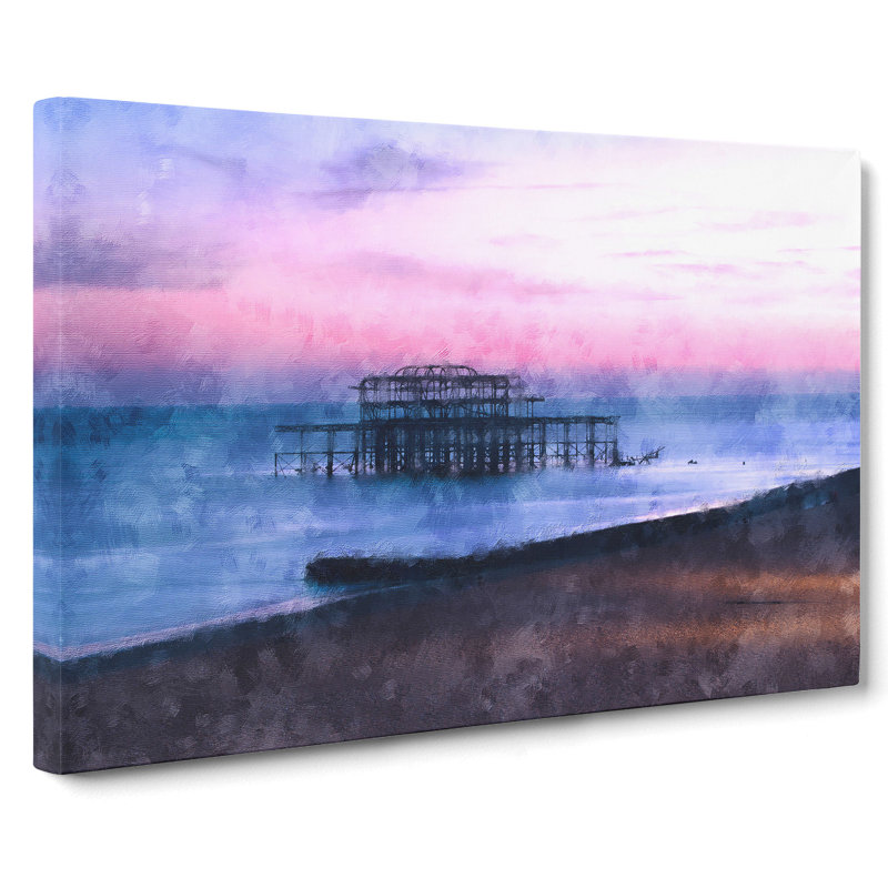 West Pier Brighton Beach Painting - Wrapped Canvas, 60cm H x 91cm W x 3cm D