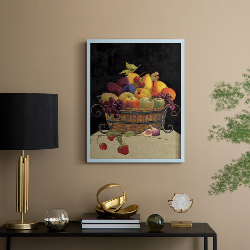 «Fruit Basket I Revisit», reproduction encadrée - bois massif, H 15 po x l 12 po, Bleu