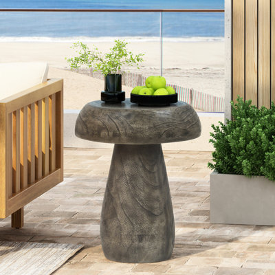 Table d'appoint champignon avec surface antique, texture semblable au bois, couleur naturelle, multiusage, capacité de 200 lb, table sans assemblage, conception unique, pour livres et boissons, plateau de 13,2 po de hauteur, hauteur de 20,5 po