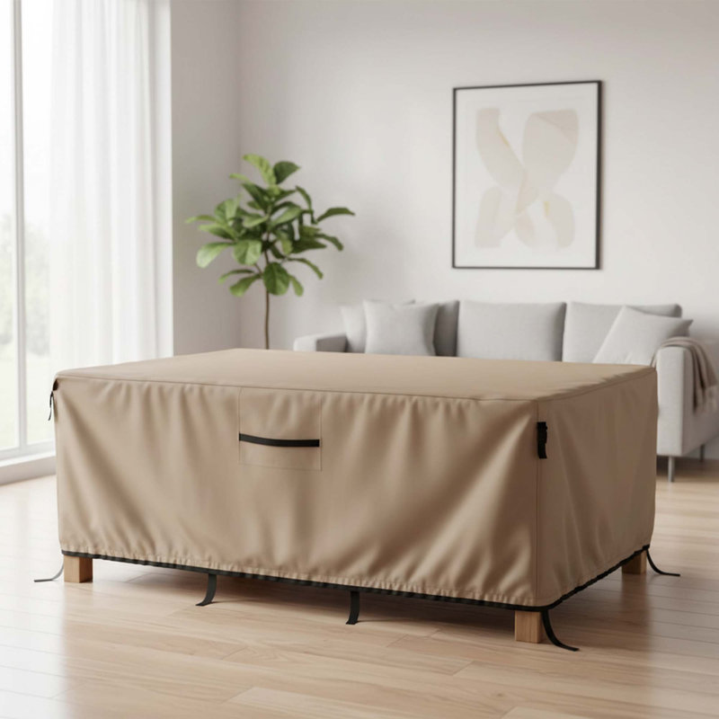 600D Heavy Duty Canvas Waterproof Rectangular Patio Table Cover 88L x 62W x 28H inch for Outdoor Dining Set