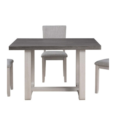 Table de salle à manger de style transitionnel avec base en tréteaux en forme de U, idéale pour les espaces de salle à manger élégants et fonctionnels (table seulement)