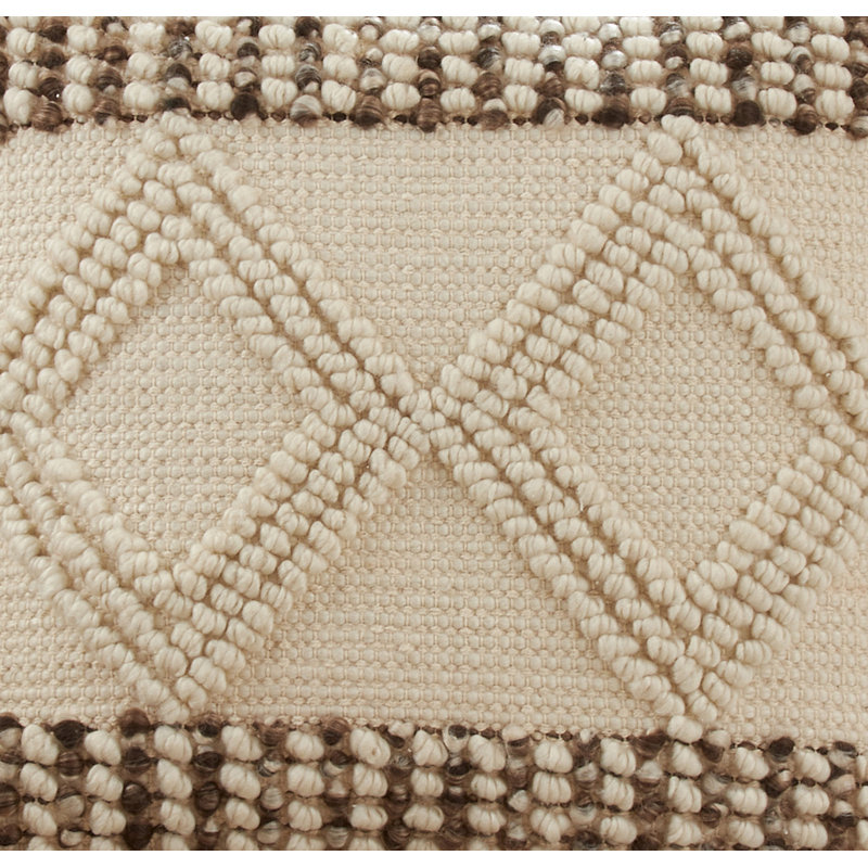 Ivory Woven Textured Diamond Design 18'' Square Throw Pillow