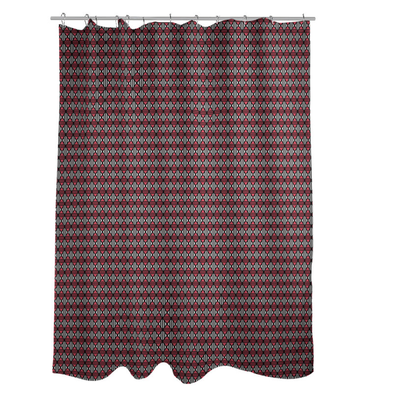 Rideau de douche simple à motif de losanges doublé classique, Rouge