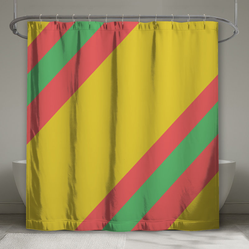 Rideaux de douche à rayures jaunes, vertes et roses, L 70 po x H 84 po