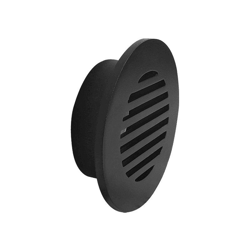 5.5" Modern Linear Air Vent Grille, 4" Round, Cast Aluminum, VR109, Black