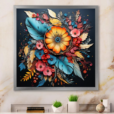 Arrangements floraux élégants dorés sur toile