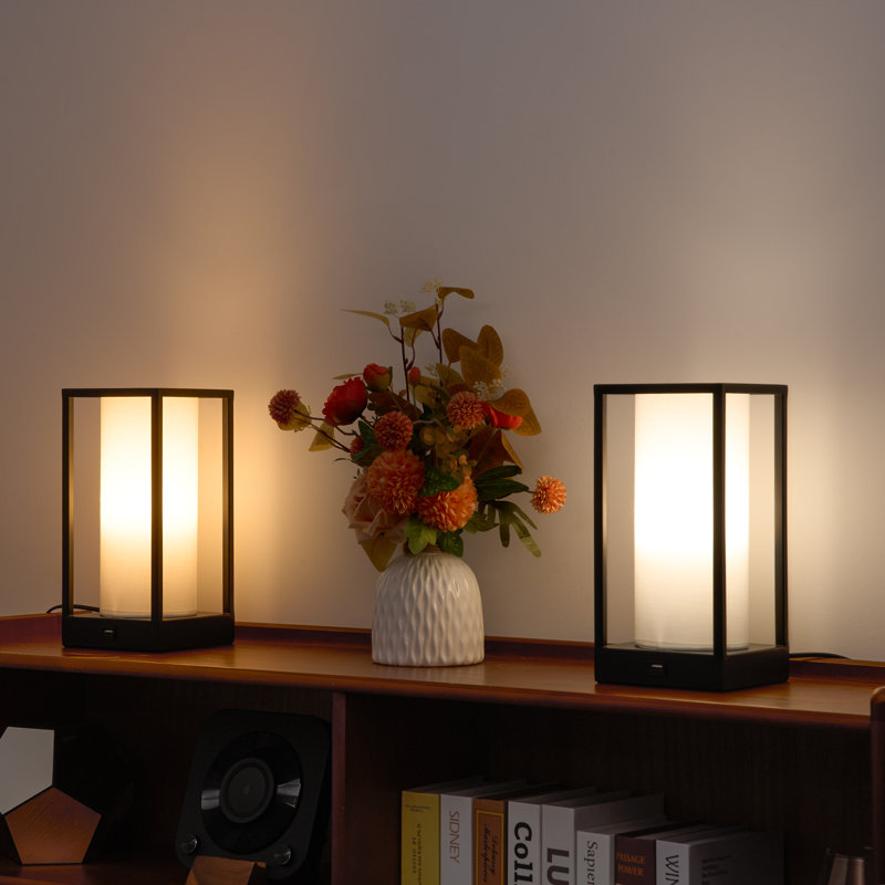 Set of 2 Metal Colyn Modern Bedside Lamp with Charging Port