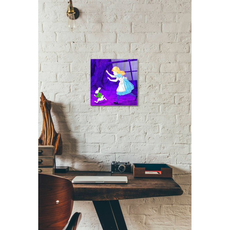 «Alice's and the Rabbit» par Sai Tamiya, art mural en verre acrylique, H 12 po x l 12 po x P 0,125 po
