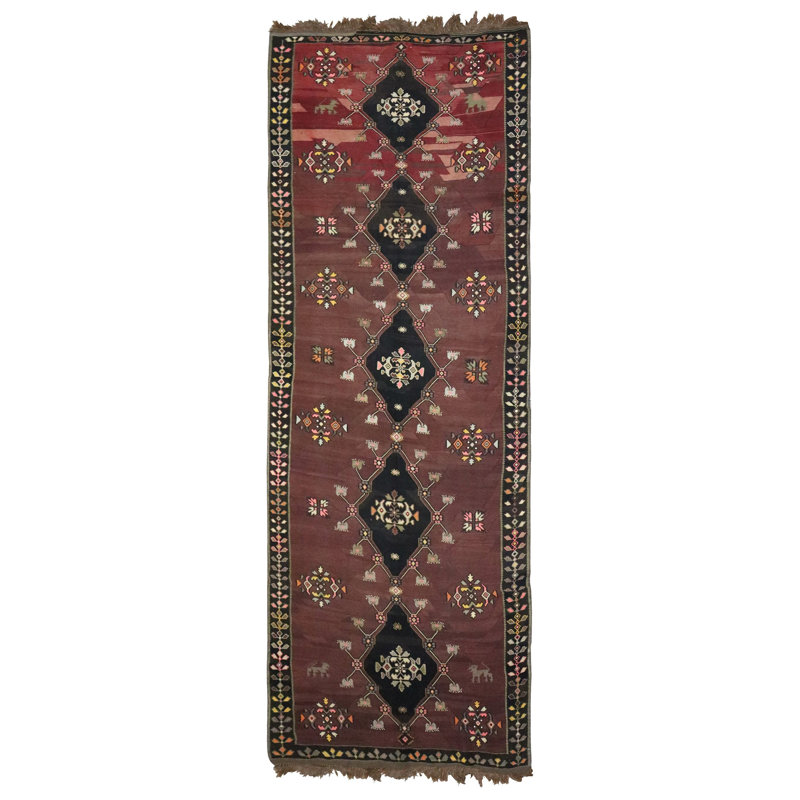 Tapis unique brun / aubergine / noir 5 pi 5 po x 14 pi 7 po Bessarabian