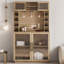 Bar à vin Coffee avec prise de courant, armoire à boissons rustique de 72 po Pamplona, armoire haute avec rangement, armoire de cuisine-645457354