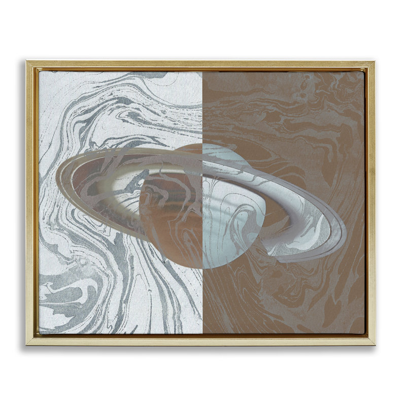 "Abstrait marbré", art mural sur toile flottante par Daphne Polselli, Cadre flottant métallique doré, H 25 po x l 31 po