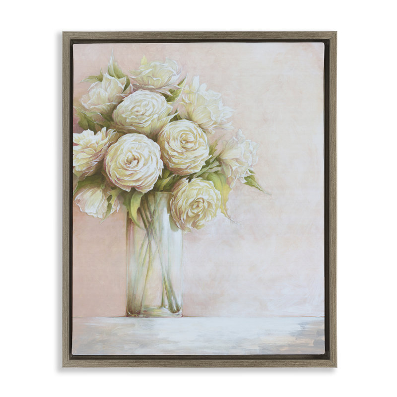 "Romantiques roses", art mural encadré sur toile flottante par Cloverfield & Co., Cadre flottant orme Montalcino