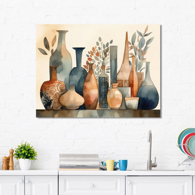 " Orange And Blue Boho Pottery Vase Artistry "