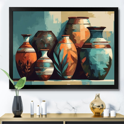 Vase en céramique orange et vert Soulazazma sur toile