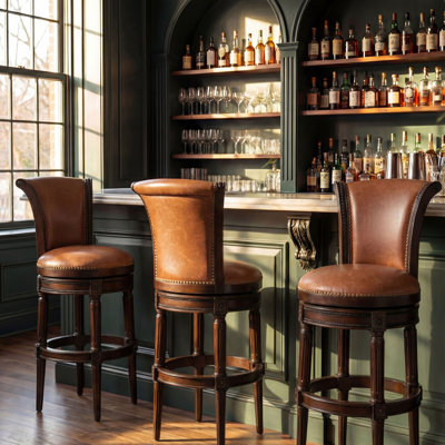 Tabouret de bar pivotant en bois massif Ted