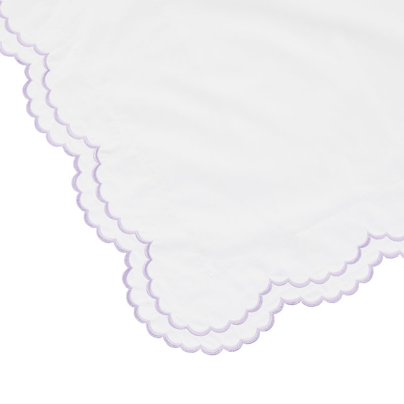 Berrada Double Scalloped 100% Cotton Sham, Purple