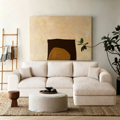 Boneless Cloud Sectional Couches for Living Room, Convertible L-Shape Boneless Couch with Ottoman, Modular Cloud Sofa with Deep Seat ( + 1 Ottoman)