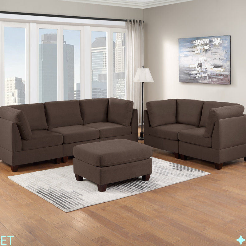 Chaise sans accoudoirs en tissu 1pc, Café